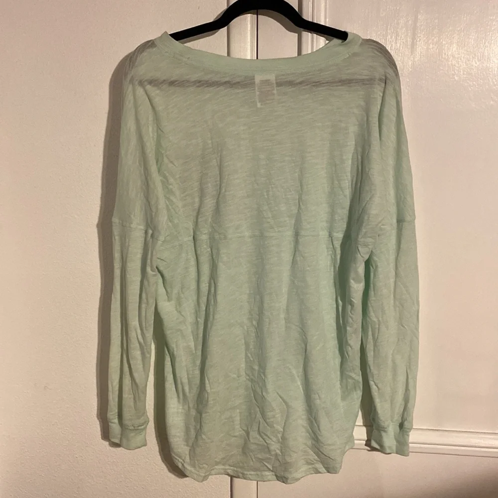 Pink Victoria’s Secret Long sleeve teal shirt Medium *like new* - Picture 3 of 5